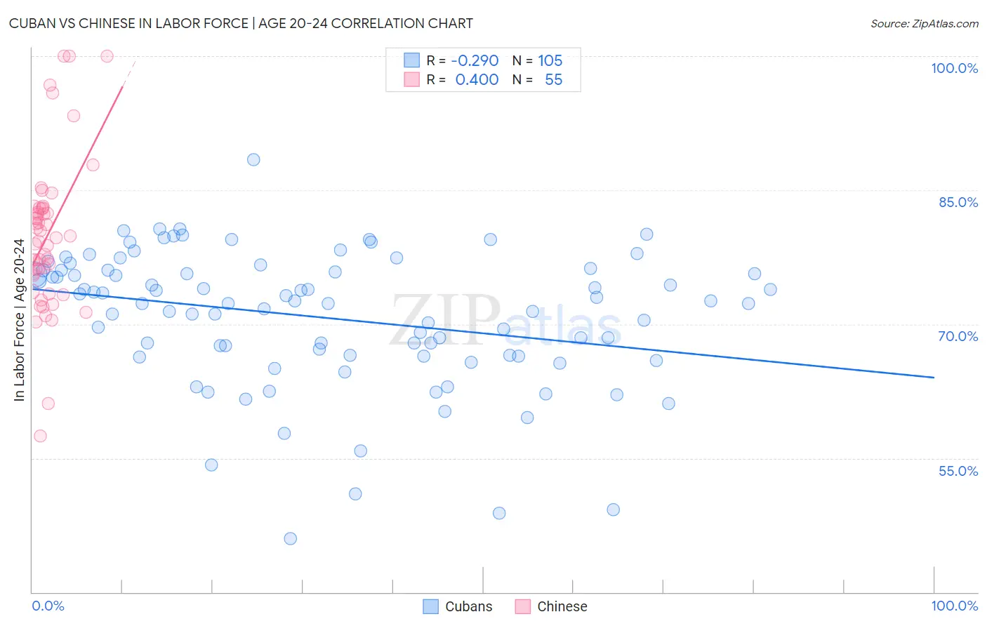 Cuban vs Chinese In Labor Force | Age 20-24