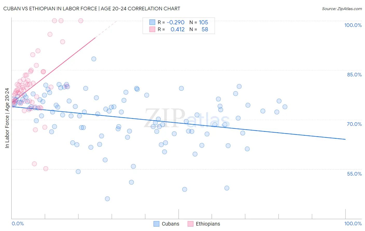 Cuban vs Ethiopian In Labor Force | Age 20-24