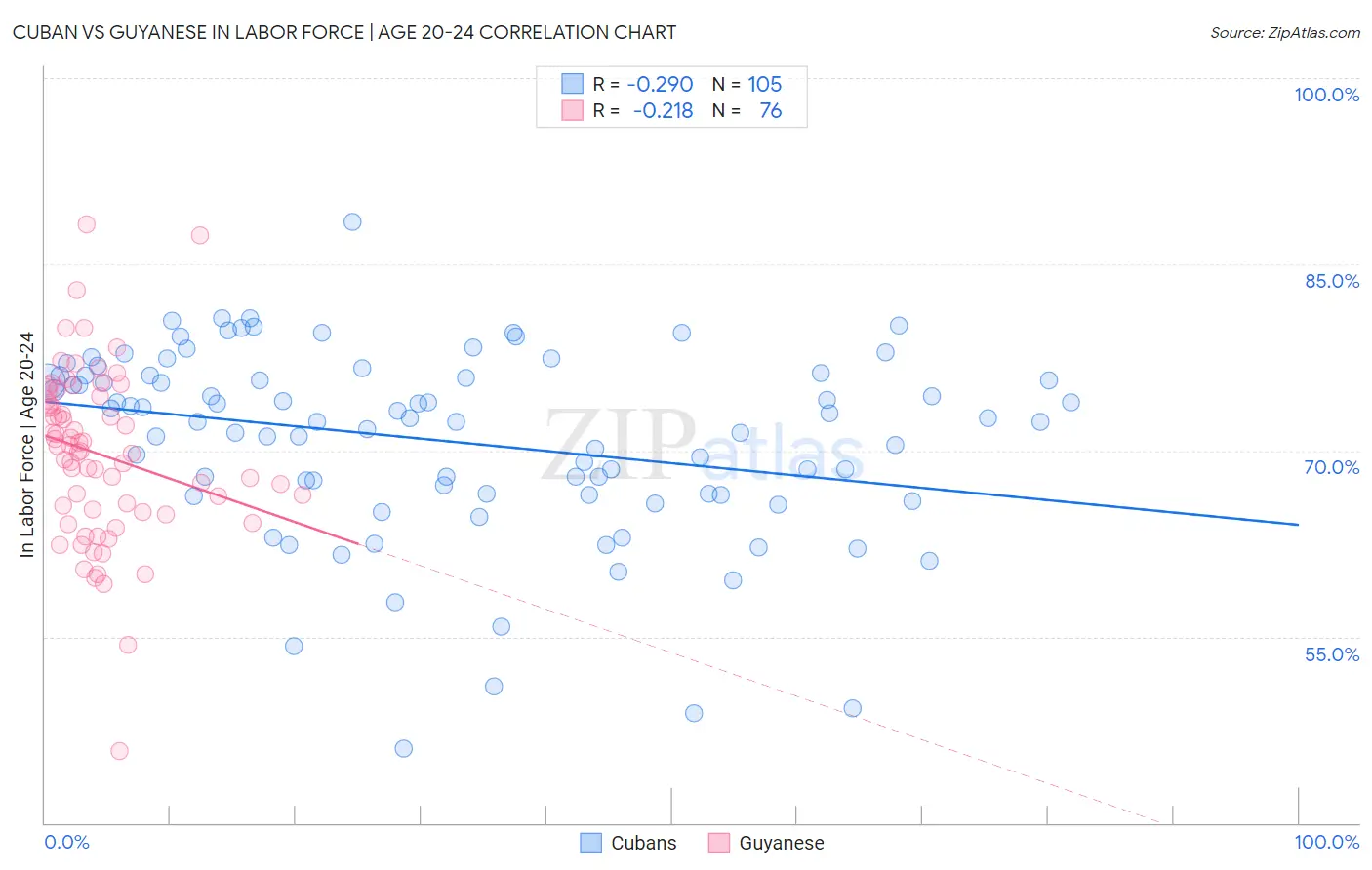 Cuban vs Guyanese In Labor Force | Age 20-24