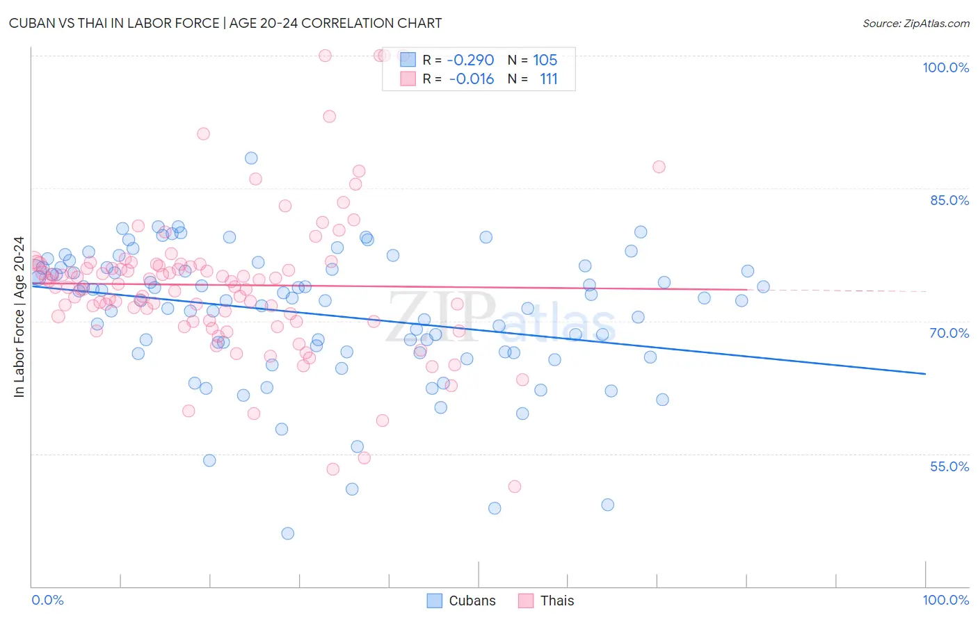 Cuban vs Thai In Labor Force | Age 20-24