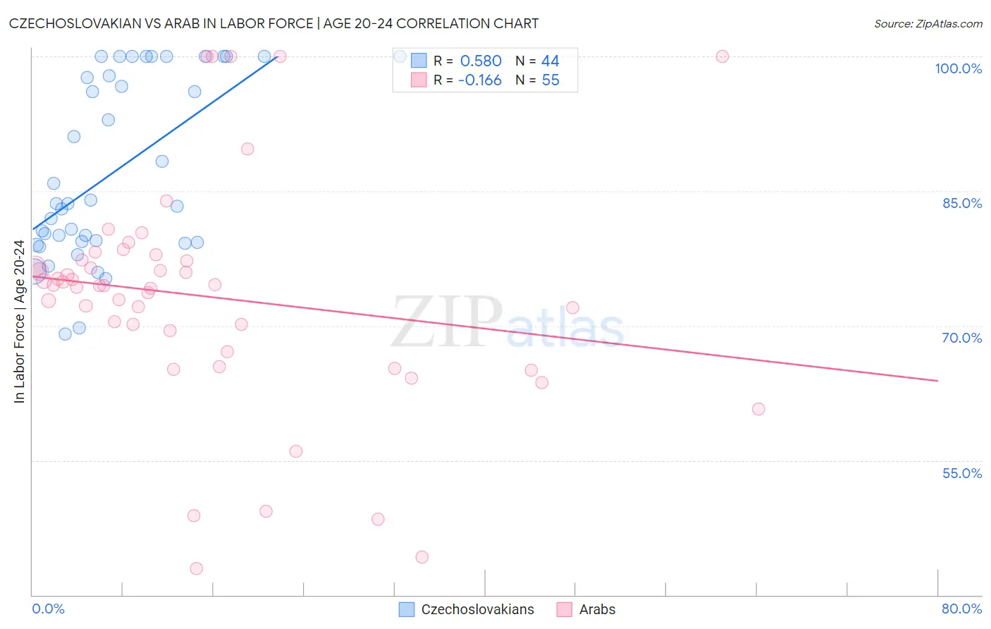 Czechoslovakian vs Arab In Labor Force | Age 20-24