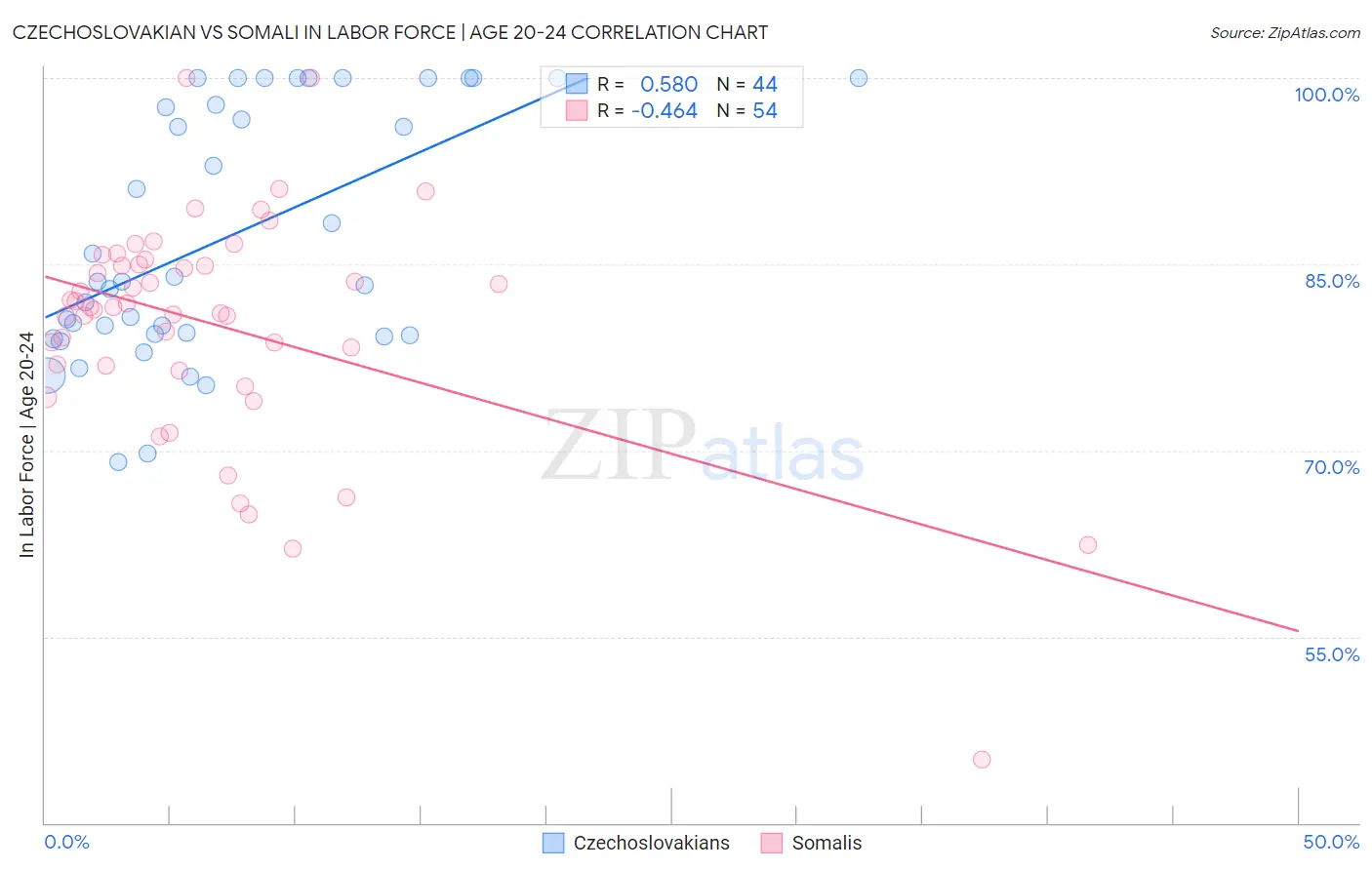 Czechoslovakian vs Somali In Labor Force | Age 20-24