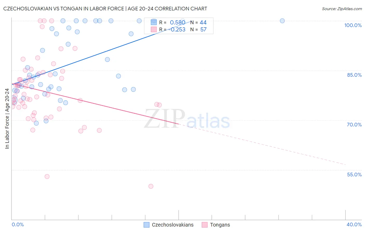 Czechoslovakian vs Tongan In Labor Force | Age 20-24