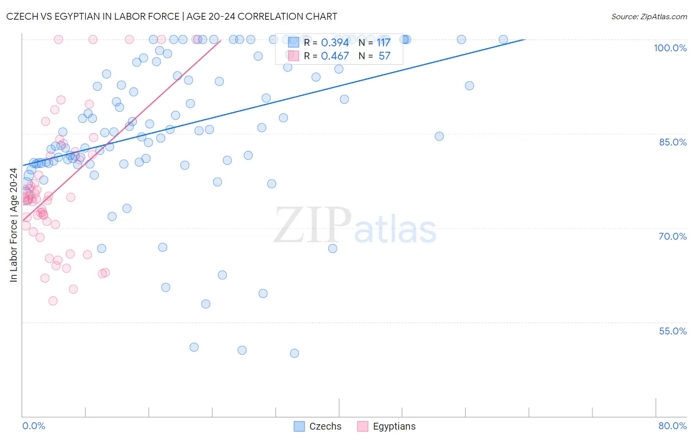 Czech vs Egyptian In Labor Force | Age 20-24
