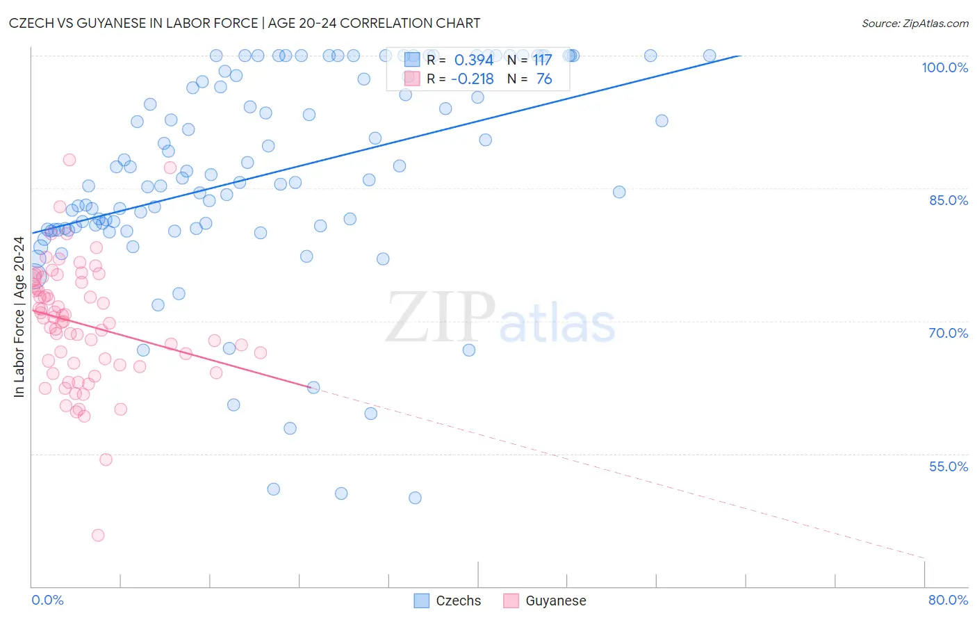 Czech vs Guyanese In Labor Force | Age 20-24