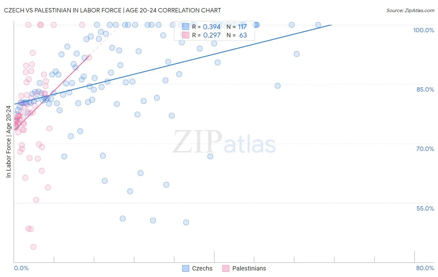 Czech vs Palestinian In Labor Force | Age 20-24