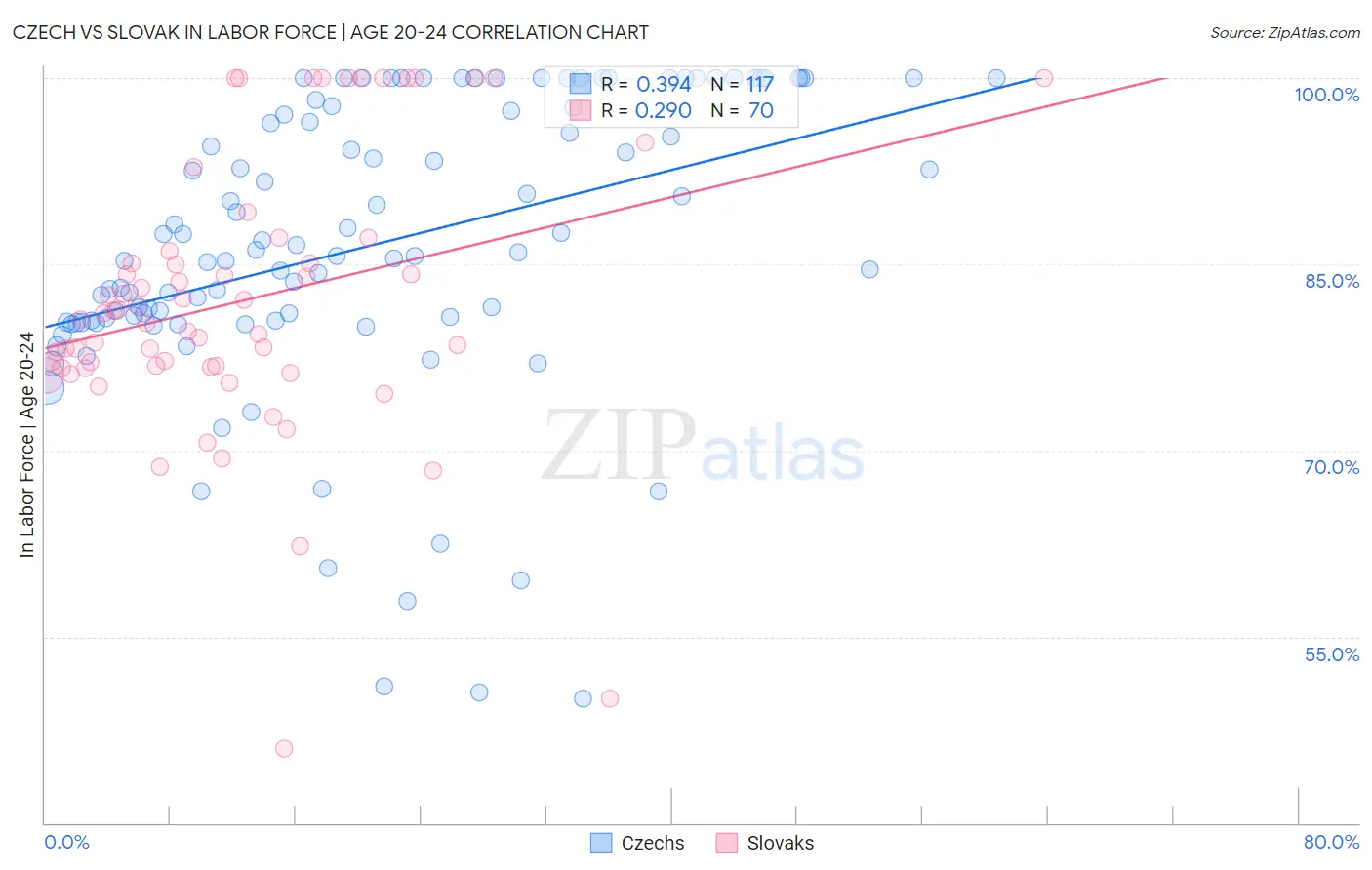 Czech vs Slovak In Labor Force | Age 20-24