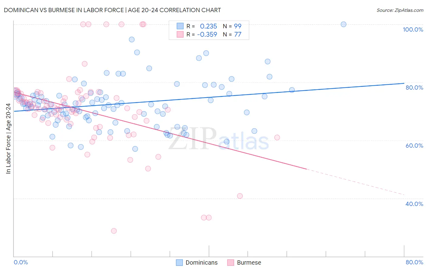 Dominican vs Burmese In Labor Force | Age 20-24