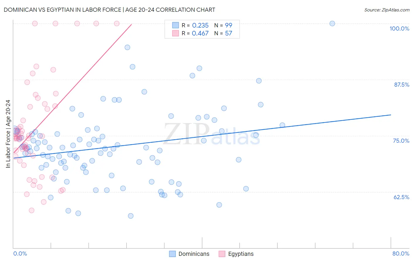 Dominican vs Egyptian In Labor Force | Age 20-24