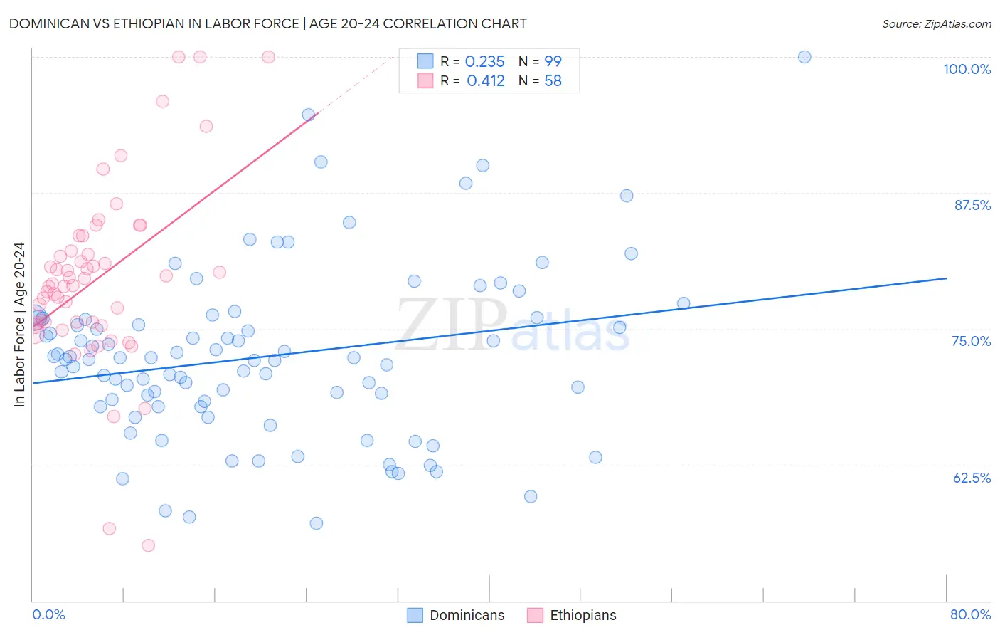 Dominican vs Ethiopian In Labor Force | Age 20-24