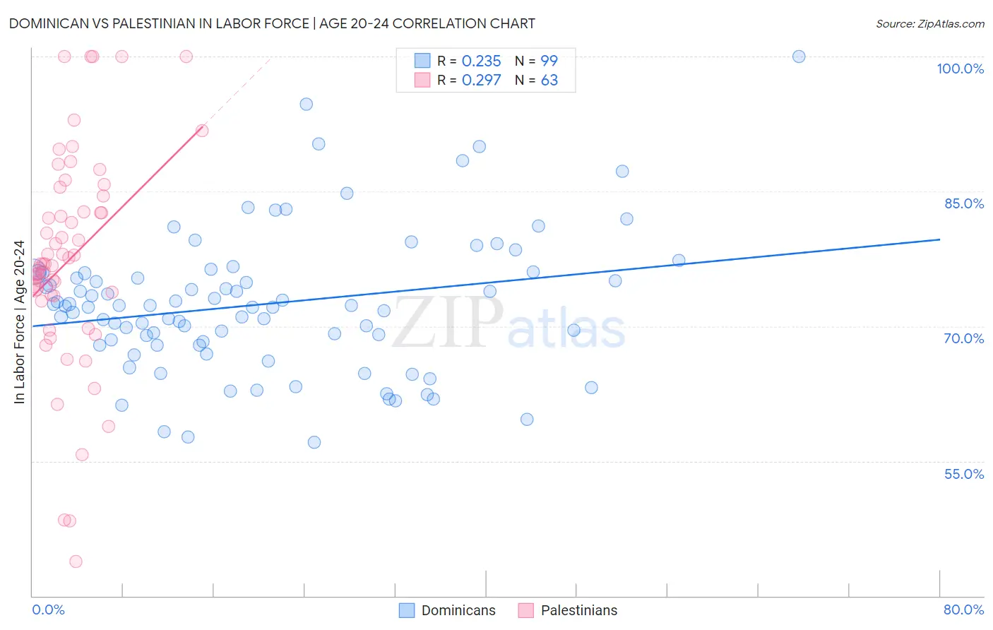 Dominican vs Palestinian In Labor Force | Age 20-24