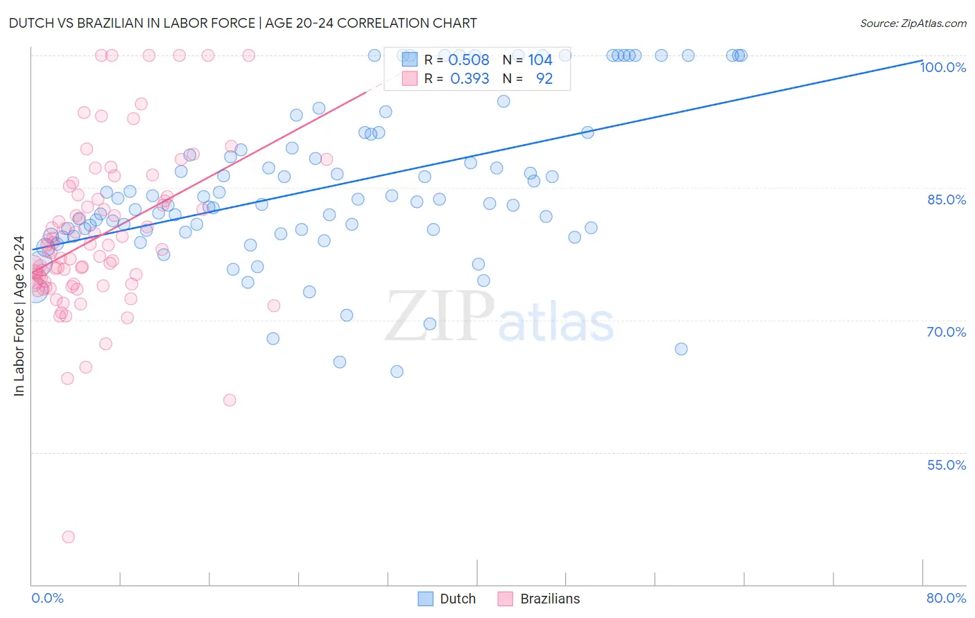 Dutch vs Brazilian In Labor Force | Age 20-24