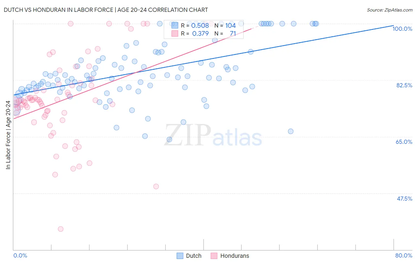 Dutch vs Honduran In Labor Force | Age 20-24
