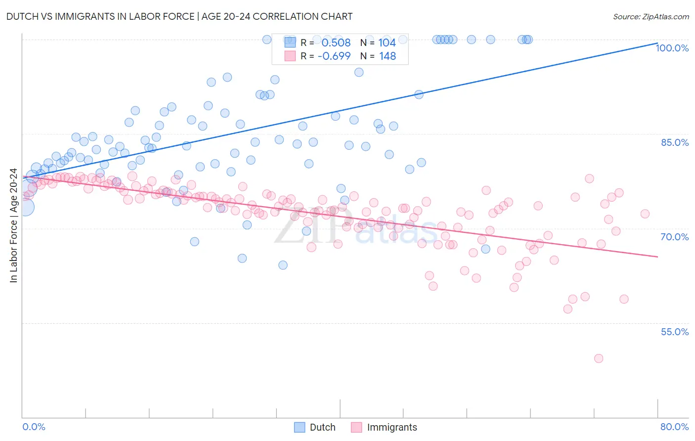 Dutch vs Immigrants In Labor Force | Age 20-24