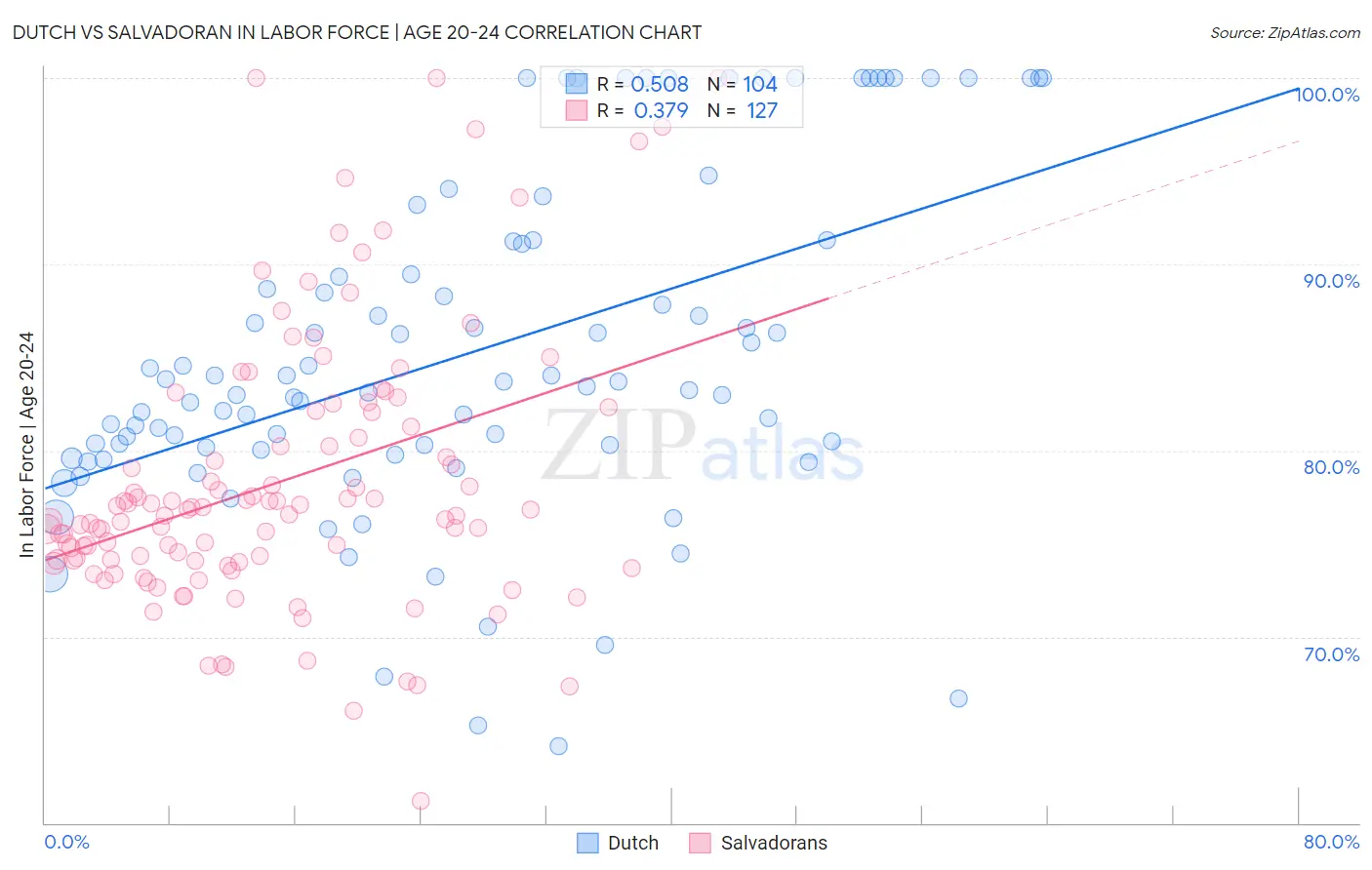 Dutch vs Salvadoran In Labor Force | Age 20-24