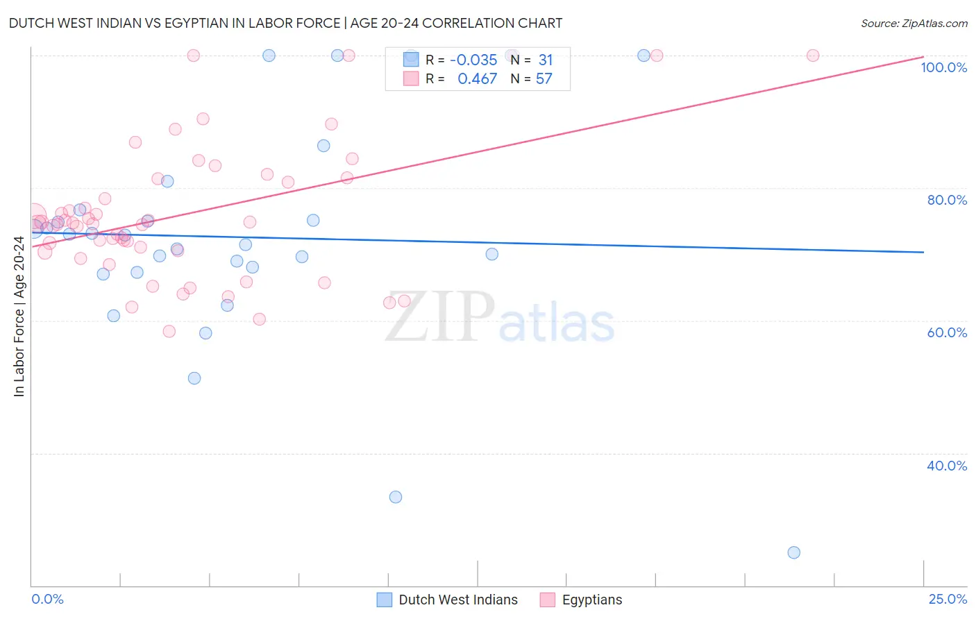 Dutch West Indian vs Egyptian In Labor Force | Age 20-24