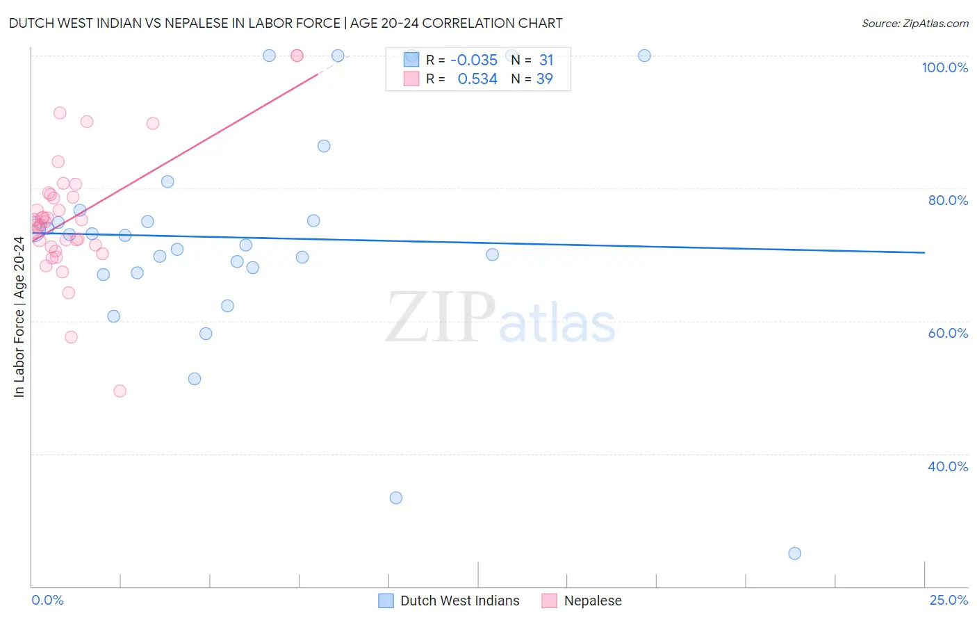 Dutch West Indian vs Nepalese In Labor Force | Age 20-24