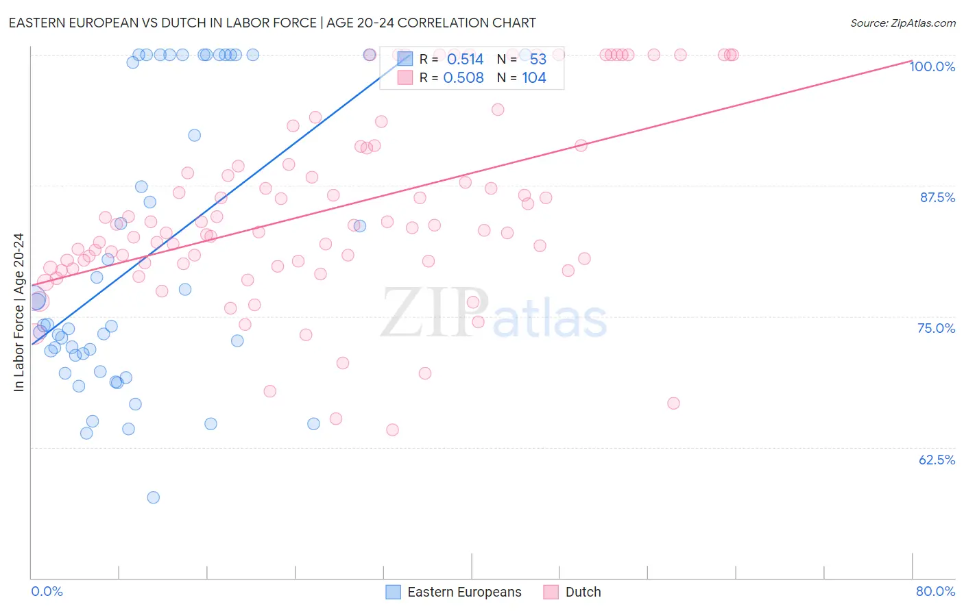 Eastern European vs Dutch In Labor Force | Age 20-24