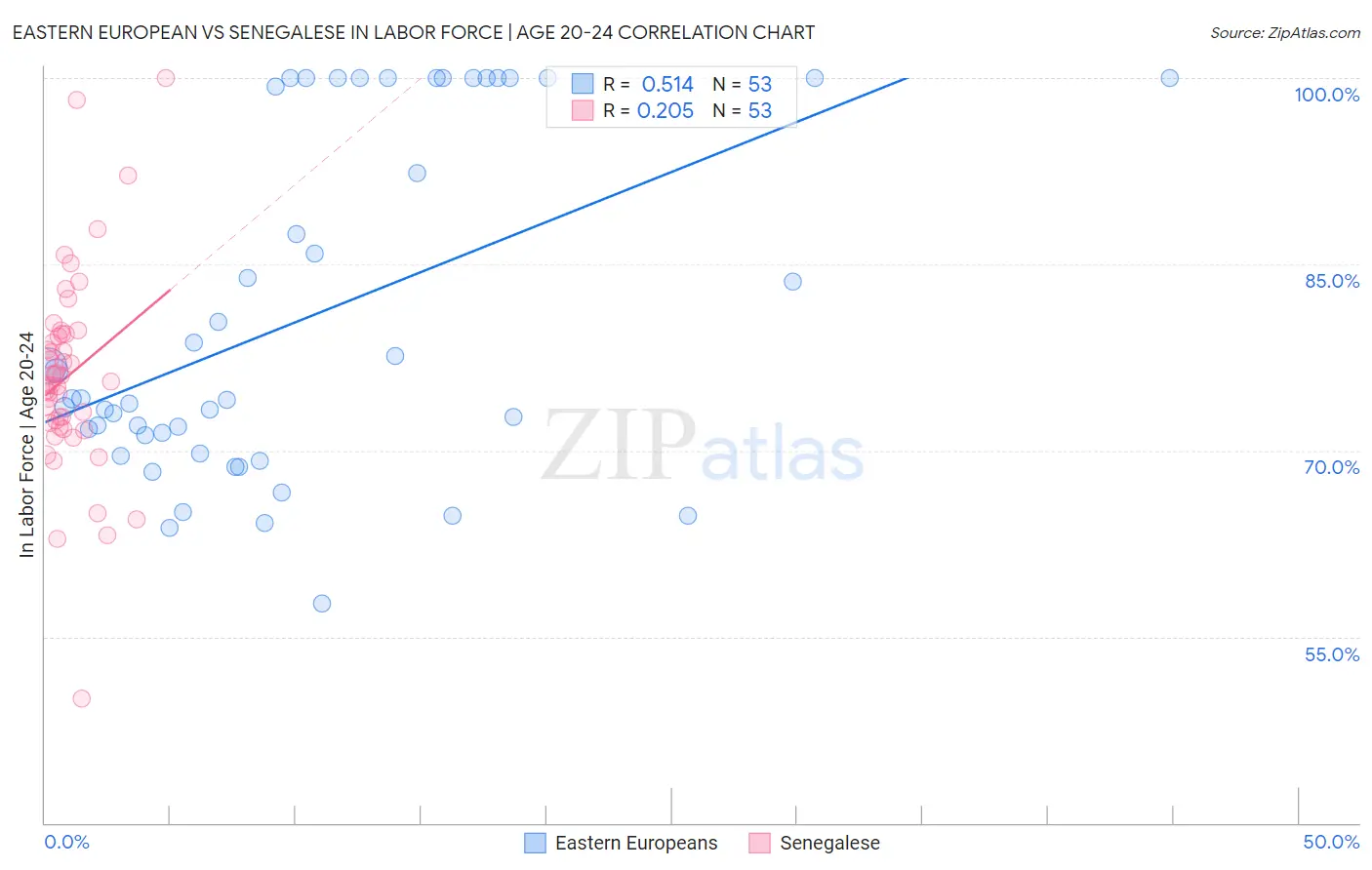 Eastern European vs Senegalese In Labor Force | Age 20-24