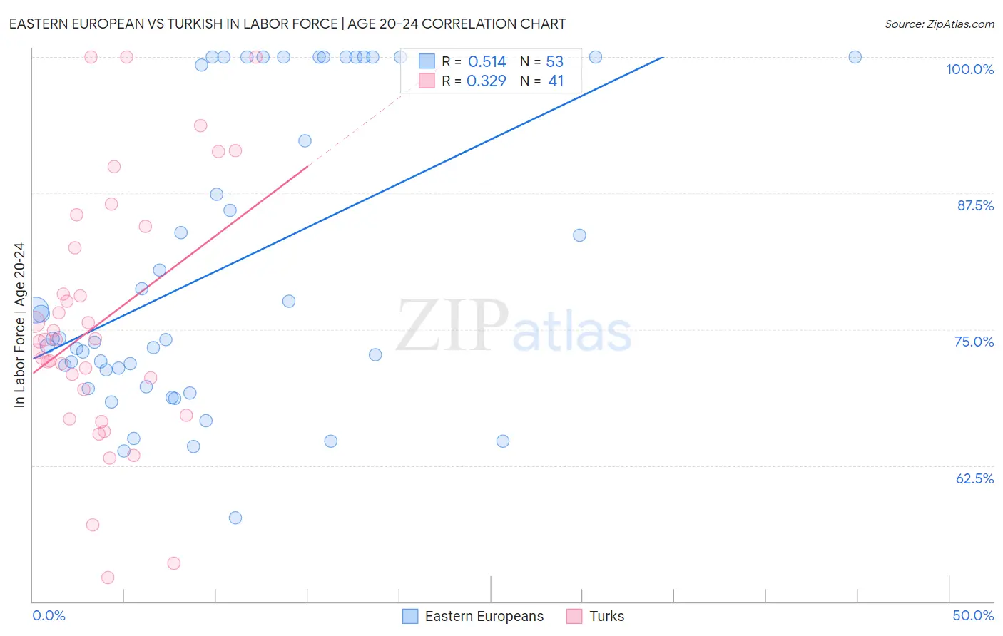 Eastern European vs Turkish In Labor Force | Age 20-24