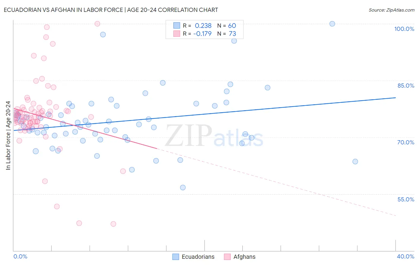 Ecuadorian vs Afghan In Labor Force | Age 20-24