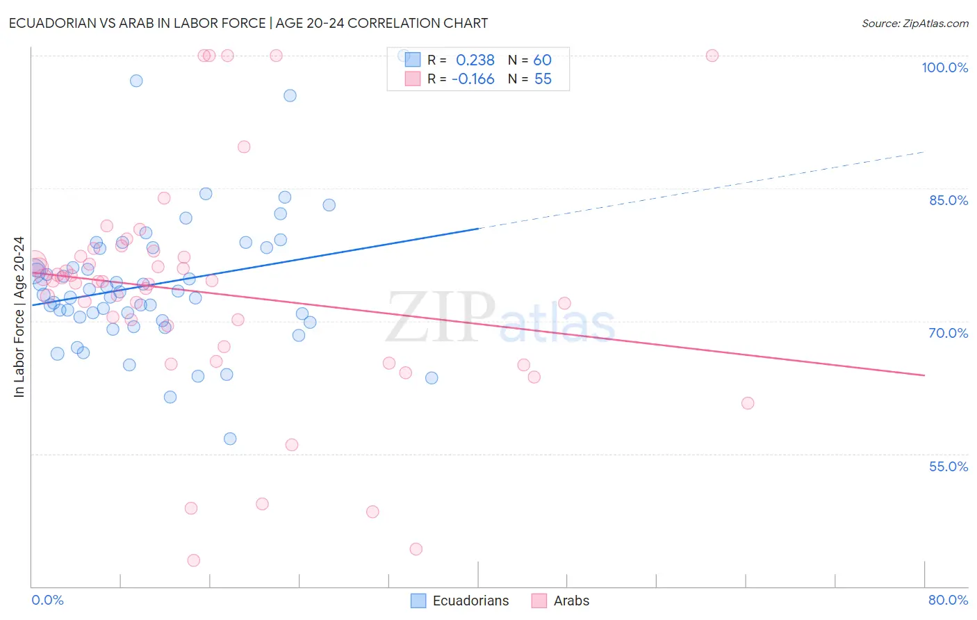 Ecuadorian vs Arab In Labor Force | Age 20-24