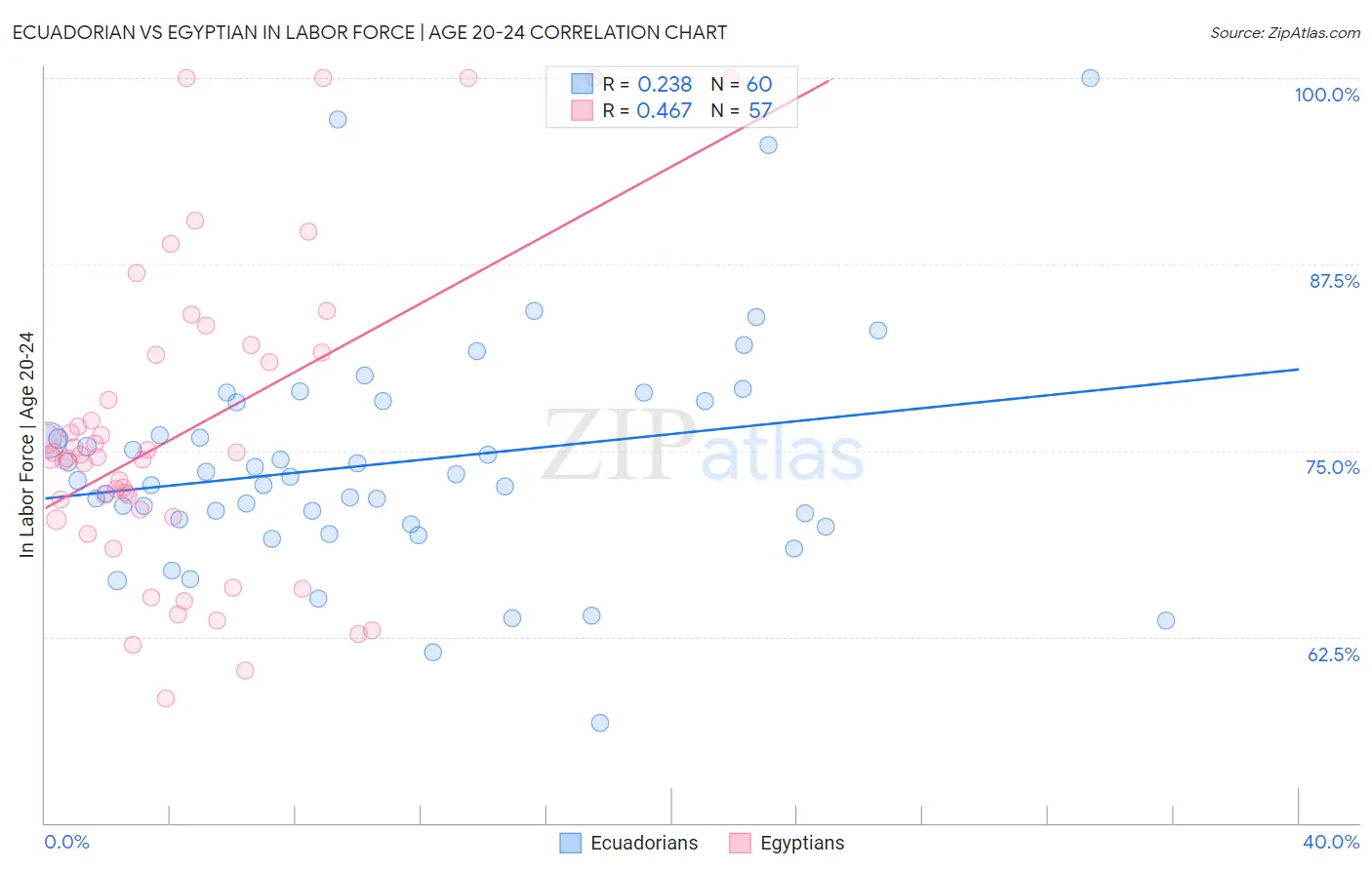 Ecuadorian vs Egyptian In Labor Force | Age 20-24