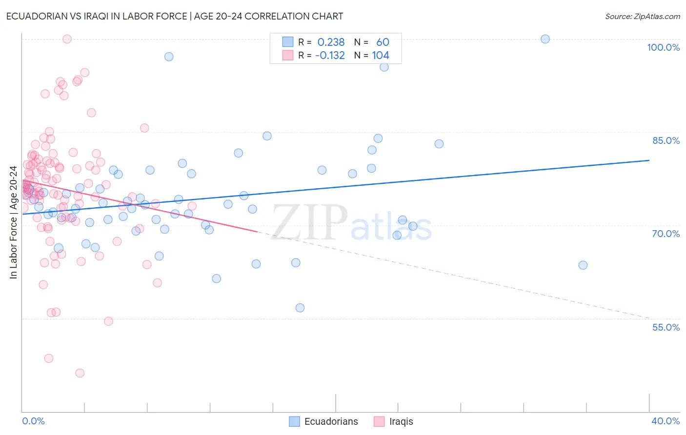 Ecuadorian vs Iraqi In Labor Force | Age 20-24