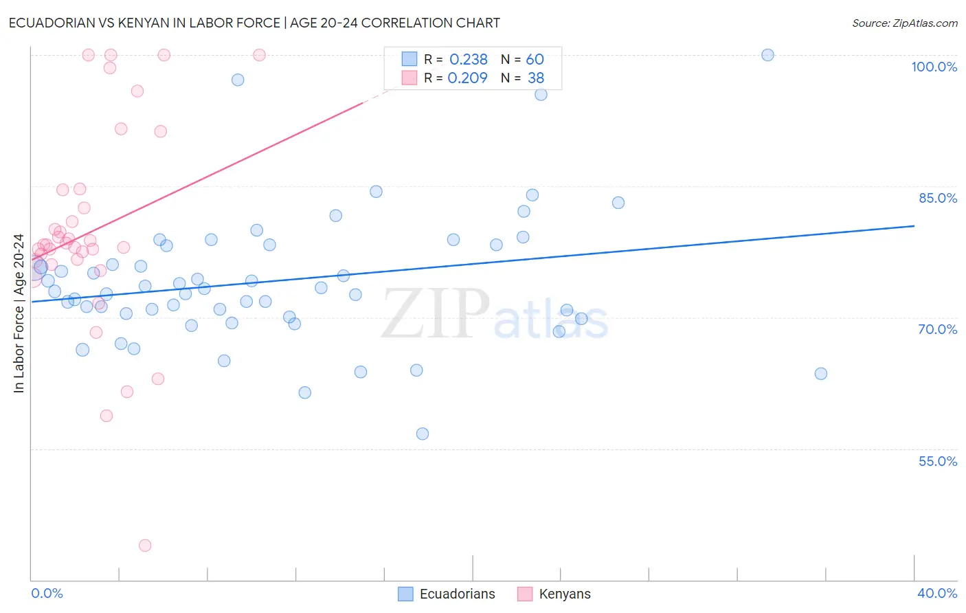 Ecuadorian vs Kenyan In Labor Force | Age 20-24
