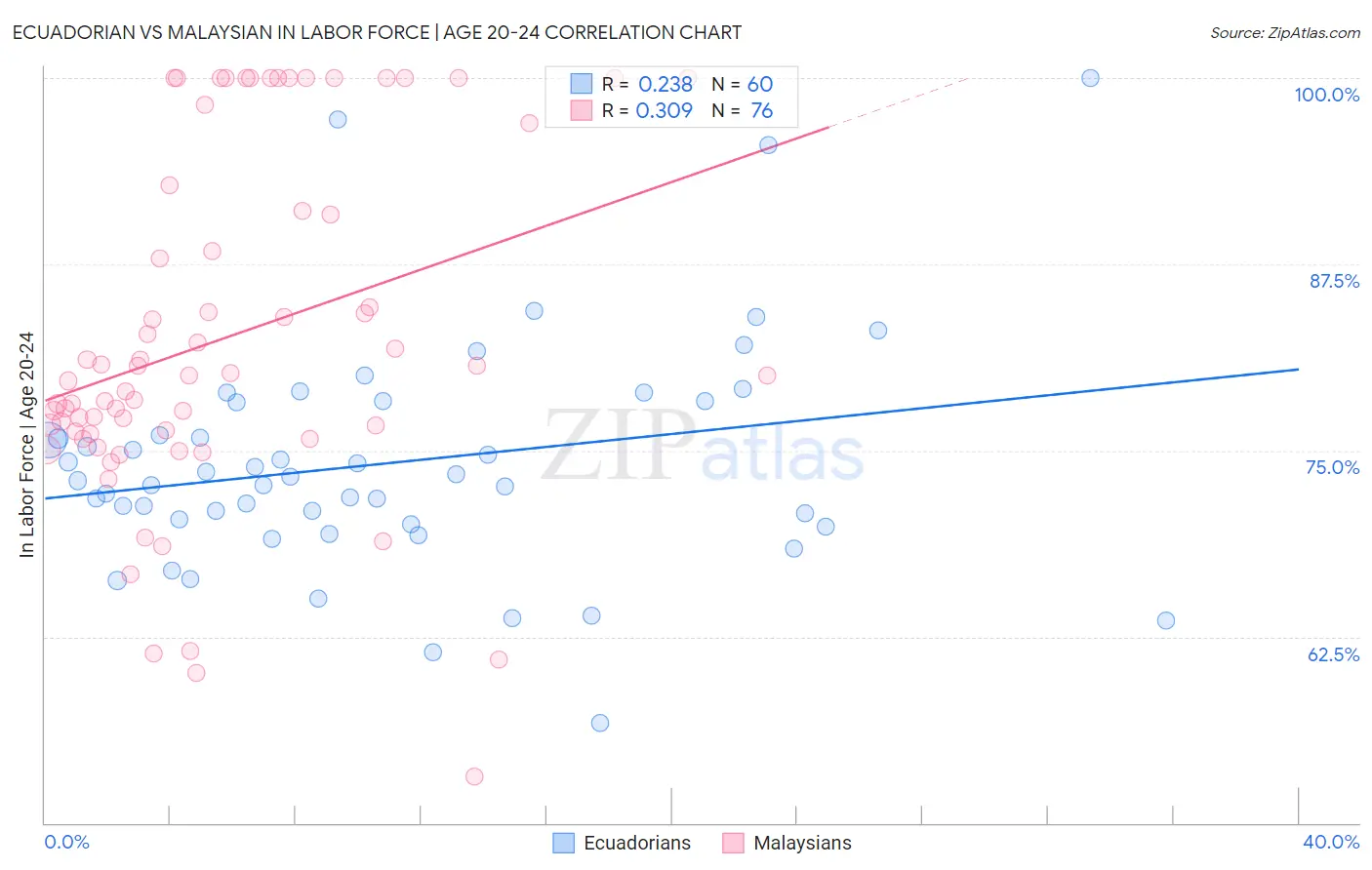 Ecuadorian vs Malaysian In Labor Force | Age 20-24