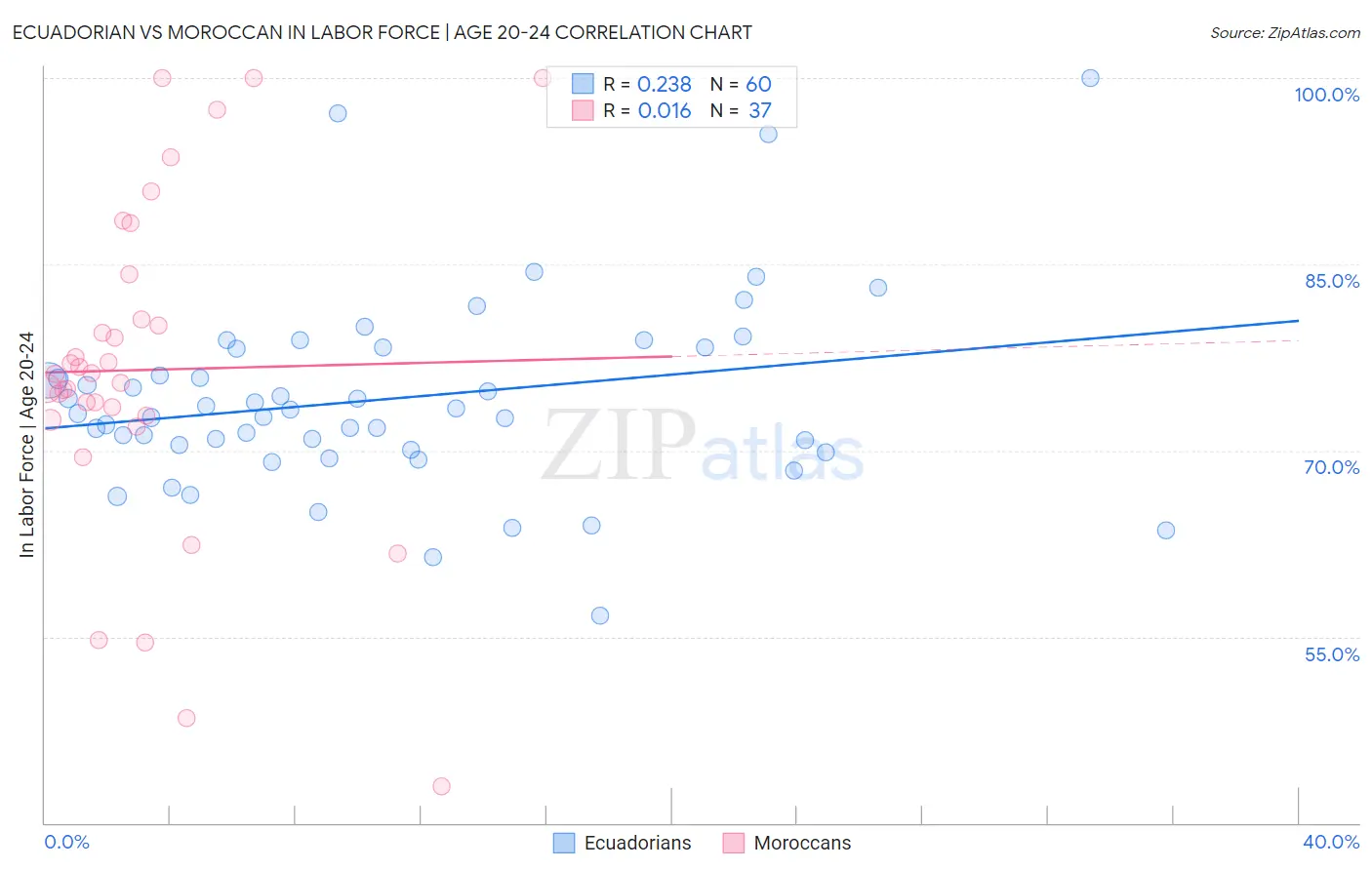Ecuadorian vs Moroccan In Labor Force | Age 20-24