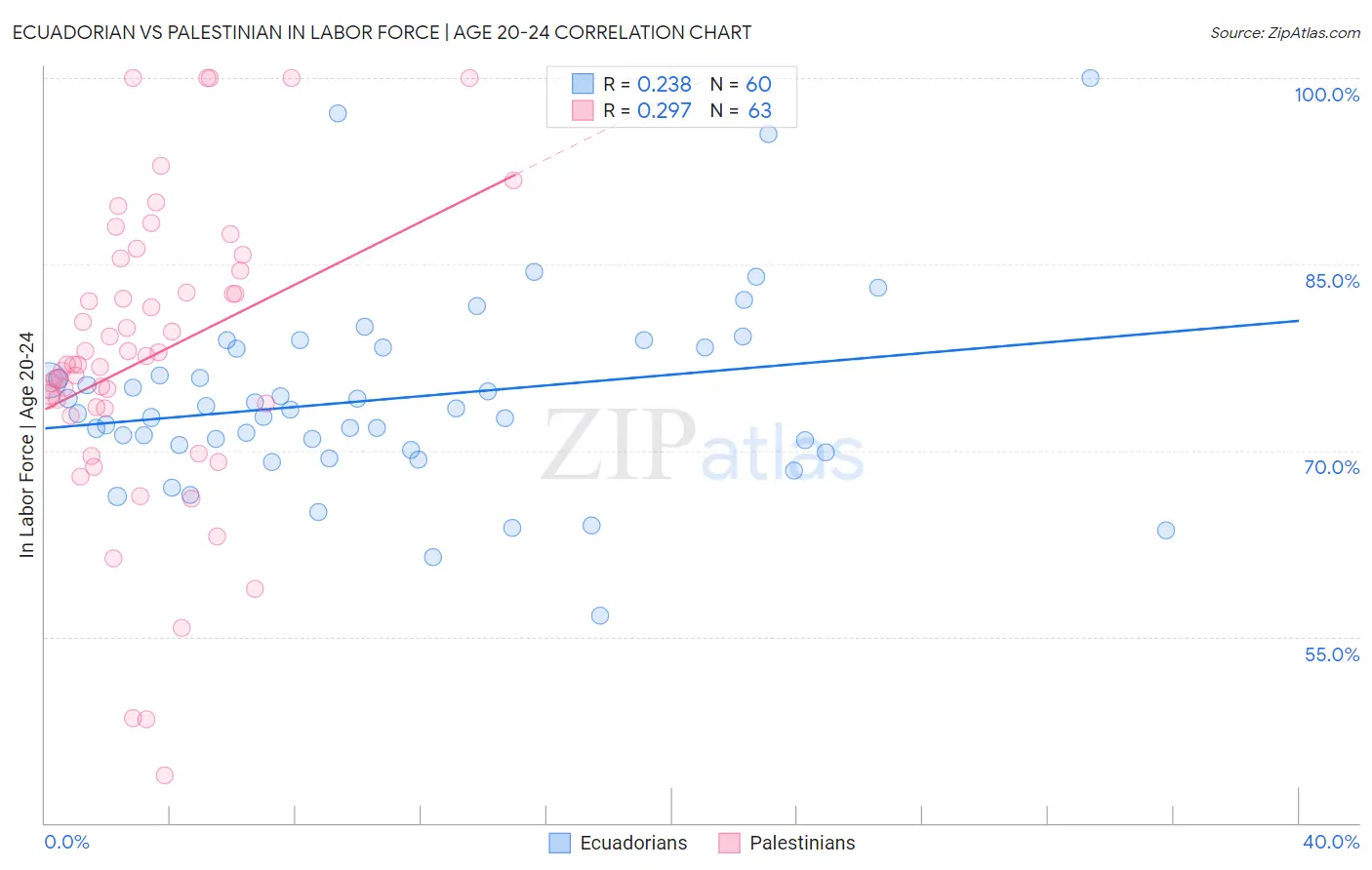 Ecuadorian vs Palestinian In Labor Force | Age 20-24