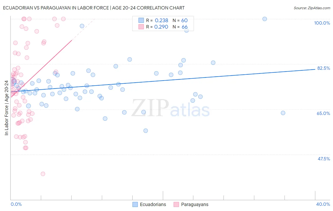 Ecuadorian vs Paraguayan In Labor Force | Age 20-24