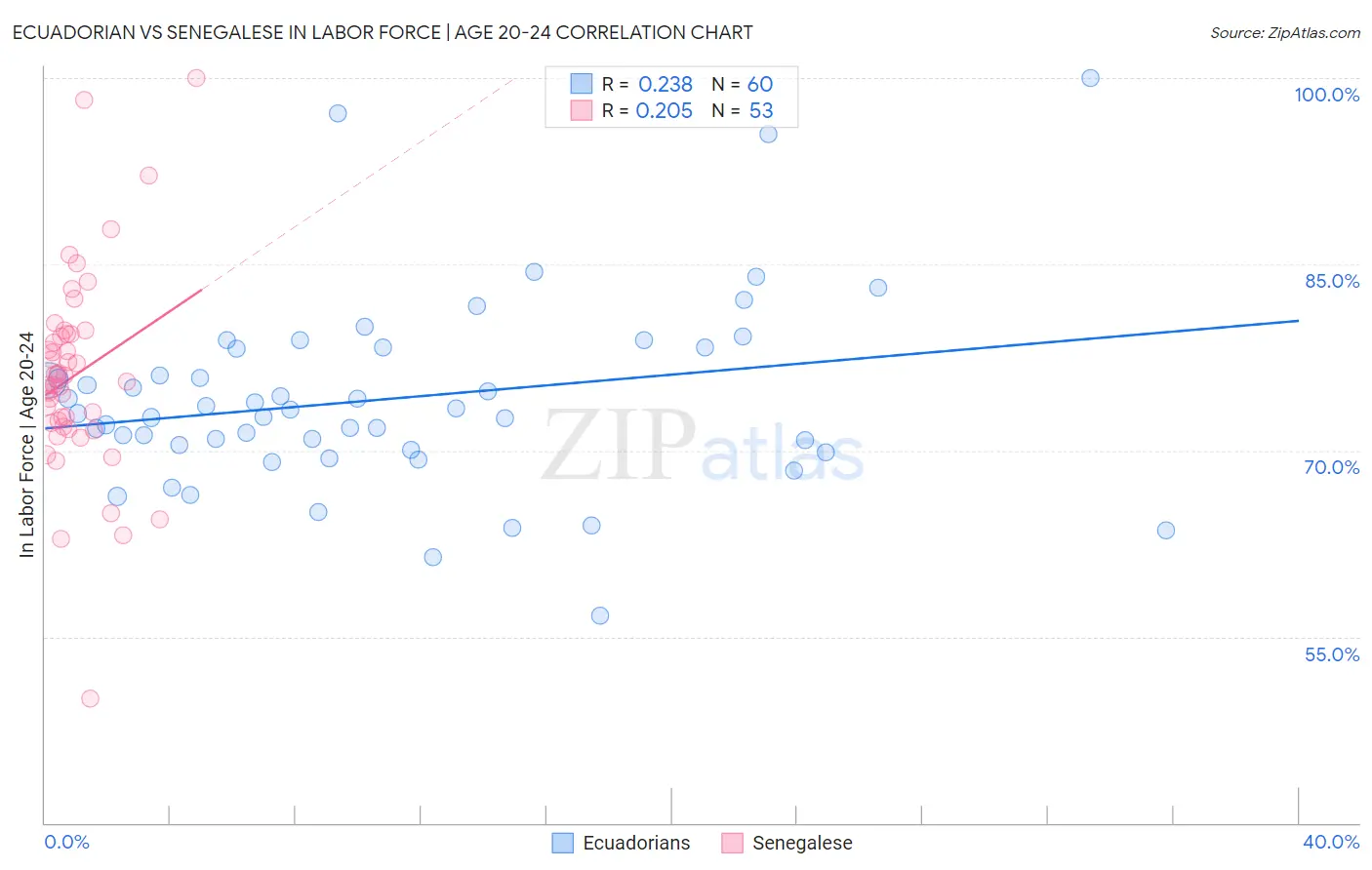 Ecuadorian vs Senegalese In Labor Force | Age 20-24