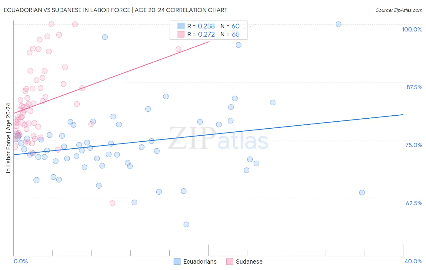 Ecuadorian vs Sudanese In Labor Force | Age 20-24