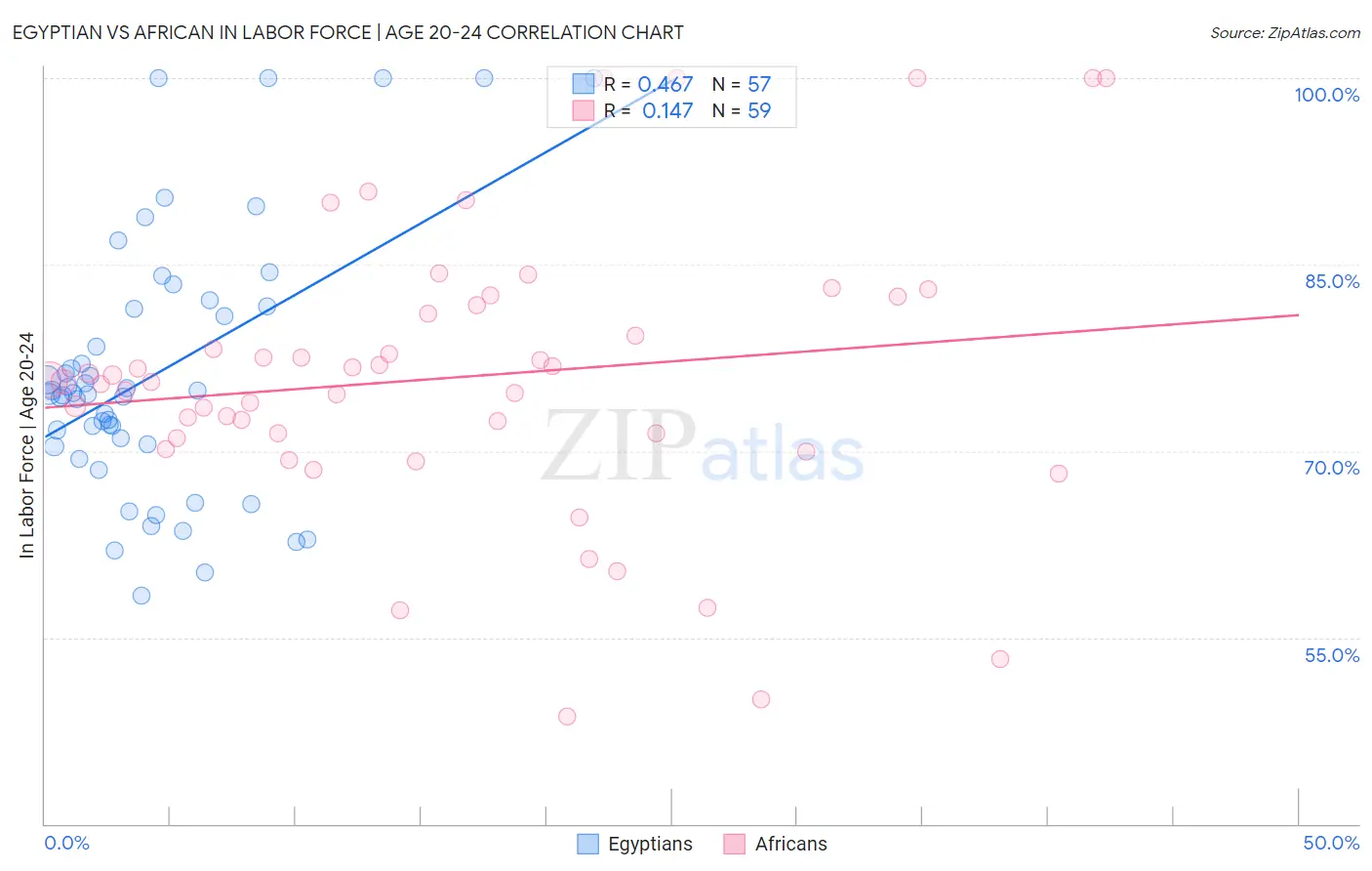 Egyptian vs African In Labor Force | Age 20-24