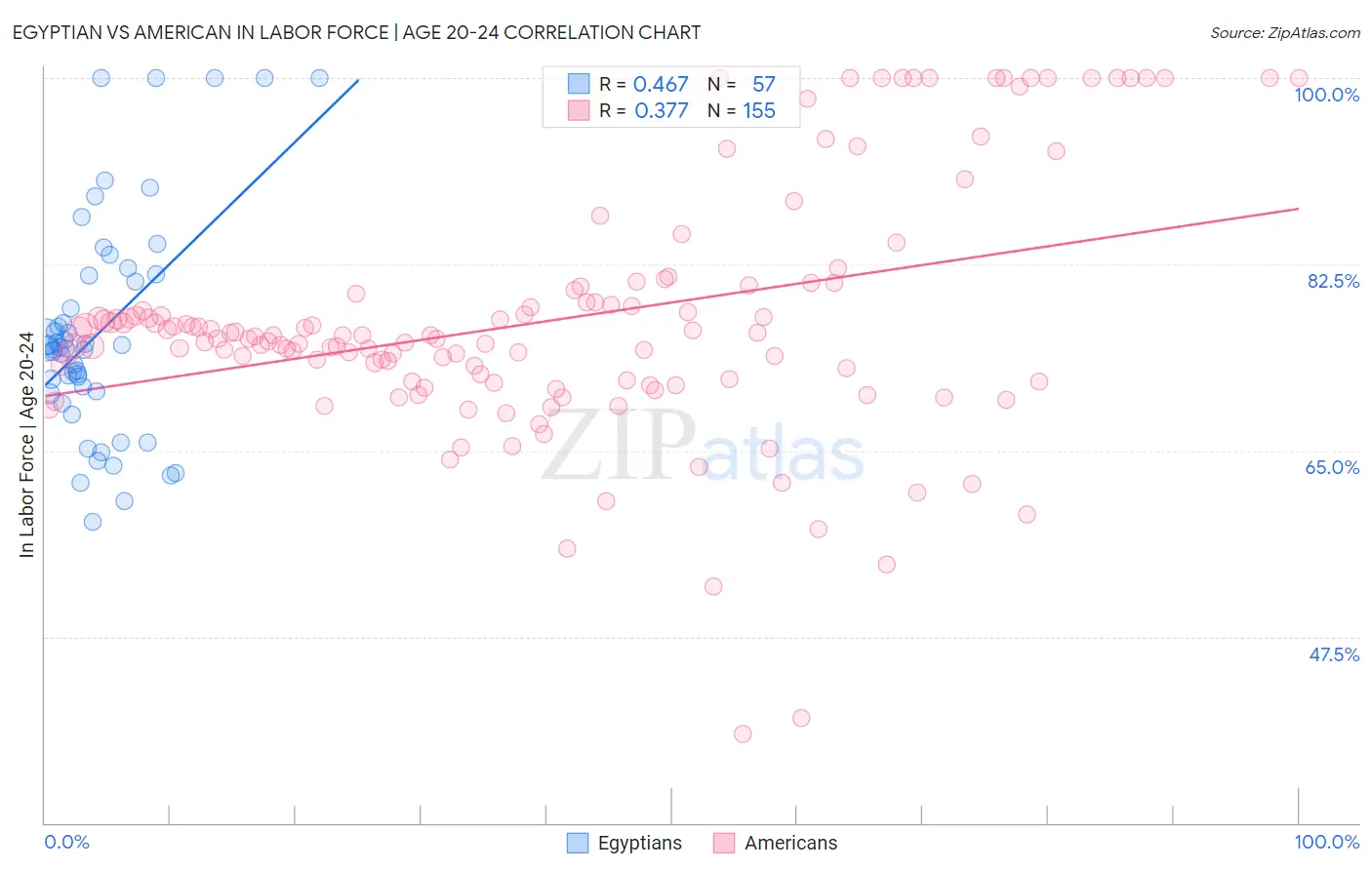 Egyptian vs American In Labor Force | Age 20-24