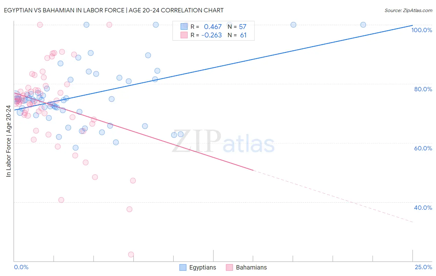 Egyptian vs Bahamian In Labor Force | Age 20-24