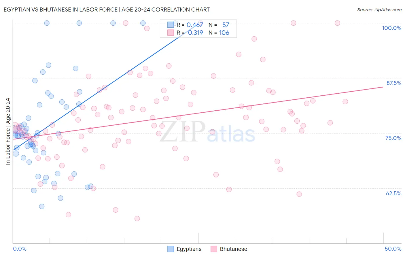 Egyptian vs Bhutanese In Labor Force | Age 20-24