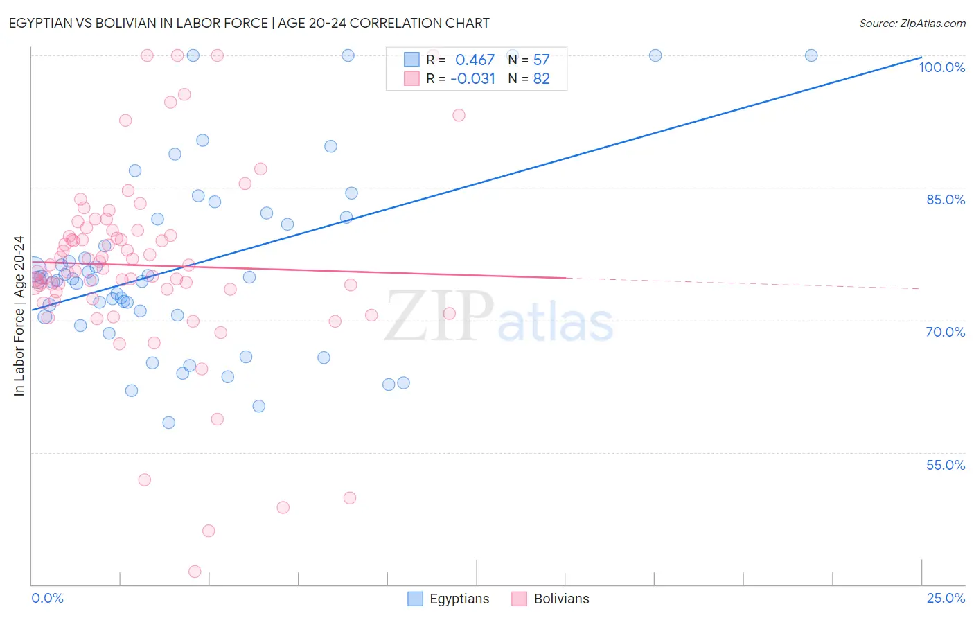 Egyptian vs Bolivian In Labor Force | Age 20-24