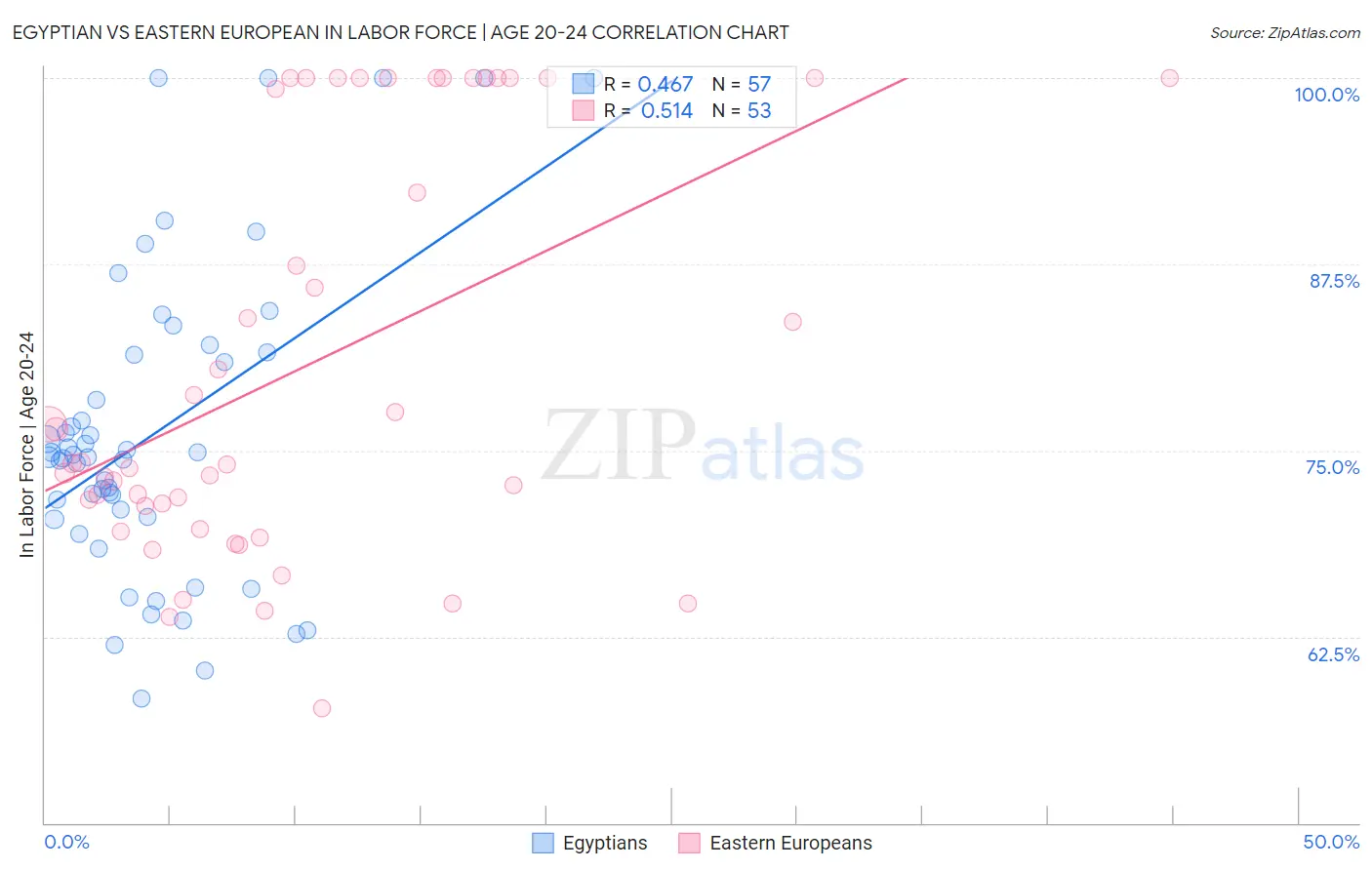Egyptian vs Eastern European In Labor Force | Age 20-24