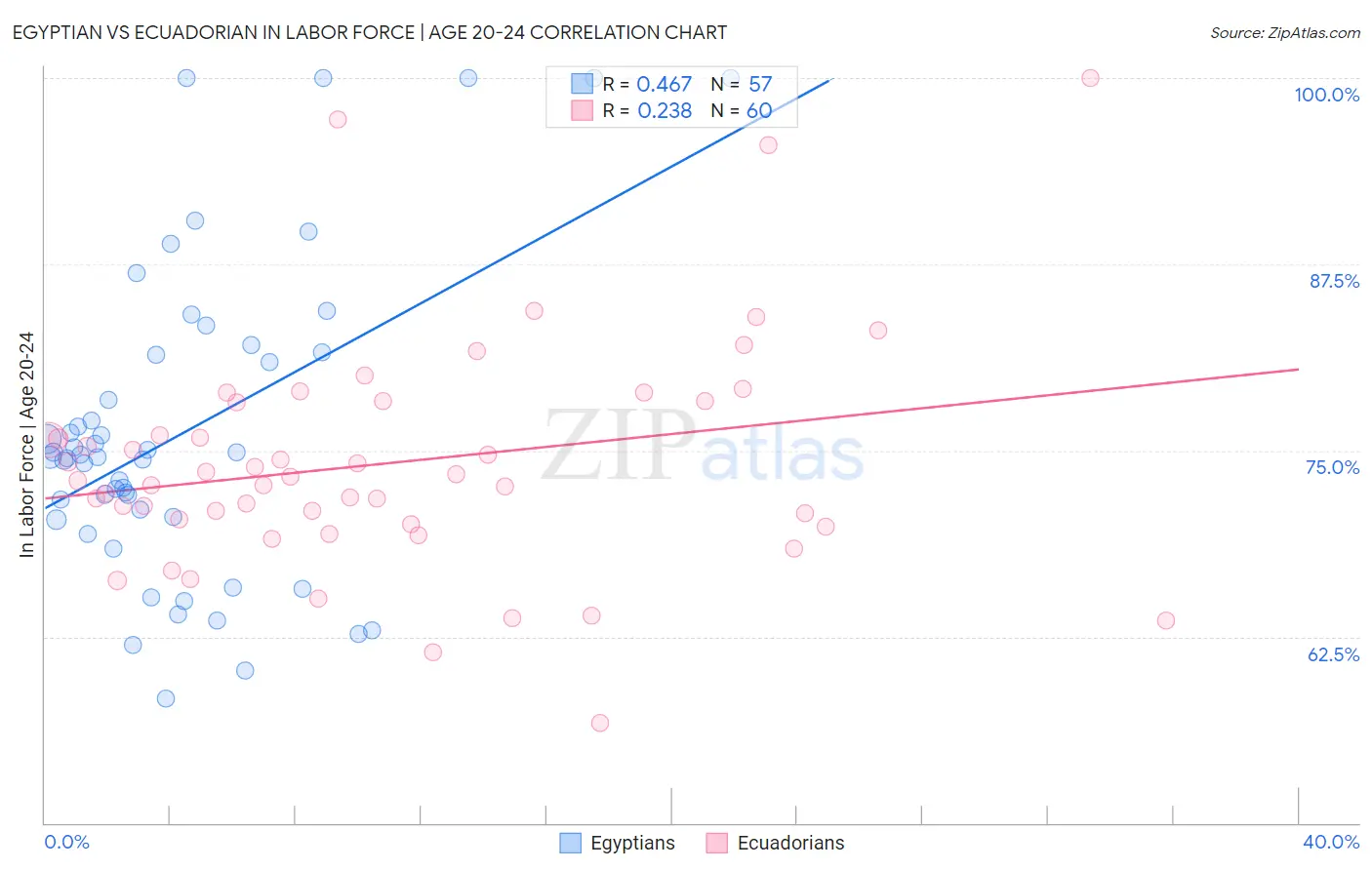Egyptian vs Ecuadorian In Labor Force | Age 20-24
