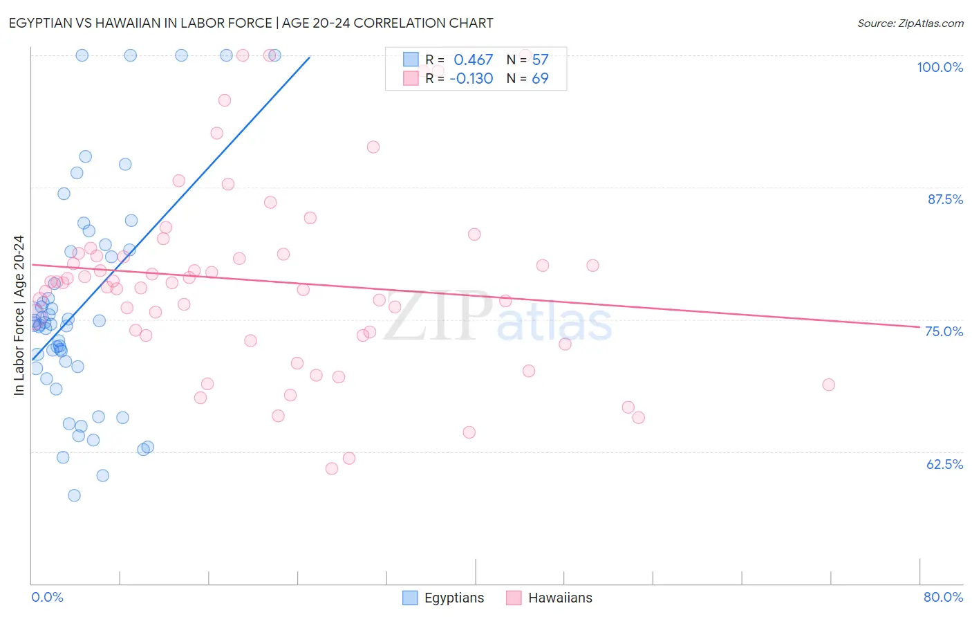 Egyptian vs Hawaiian In Labor Force | Age 20-24