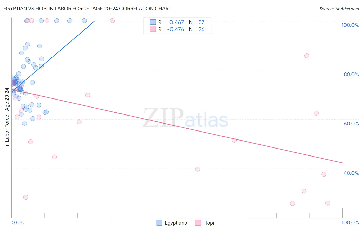 Egyptian vs Hopi In Labor Force | Age 20-24