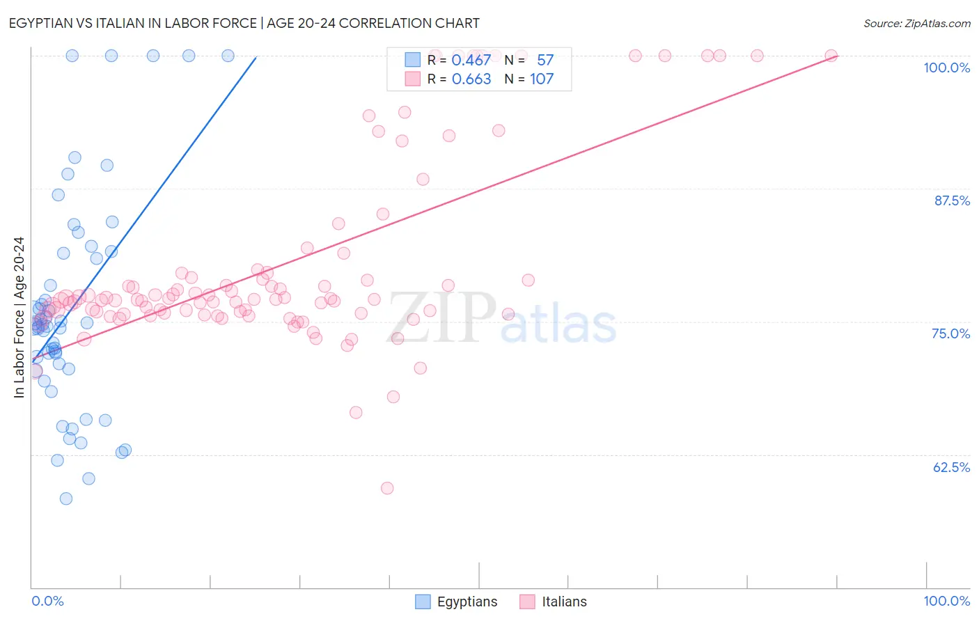 Egyptian vs Italian In Labor Force | Age 20-24