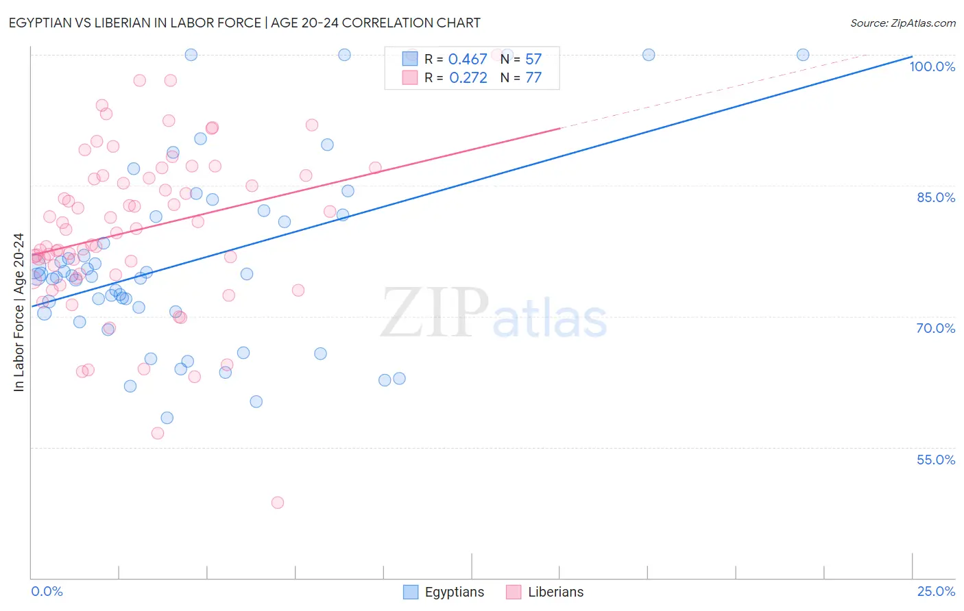Egyptian vs Liberian In Labor Force | Age 20-24