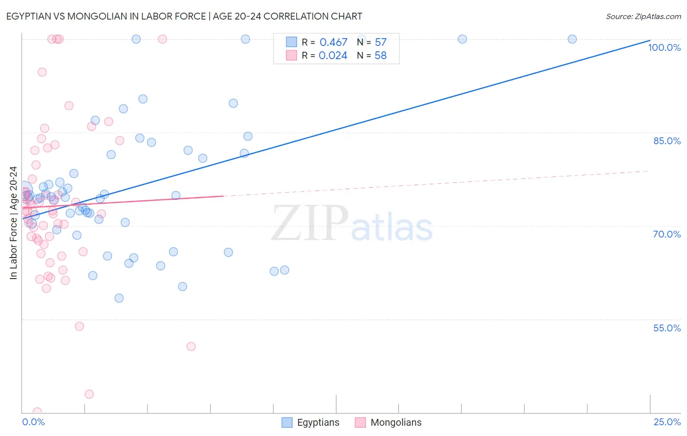 Egyptian vs Mongolian In Labor Force | Age 20-24