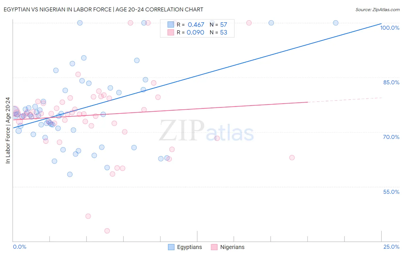 Egyptian vs Nigerian In Labor Force | Age 20-24