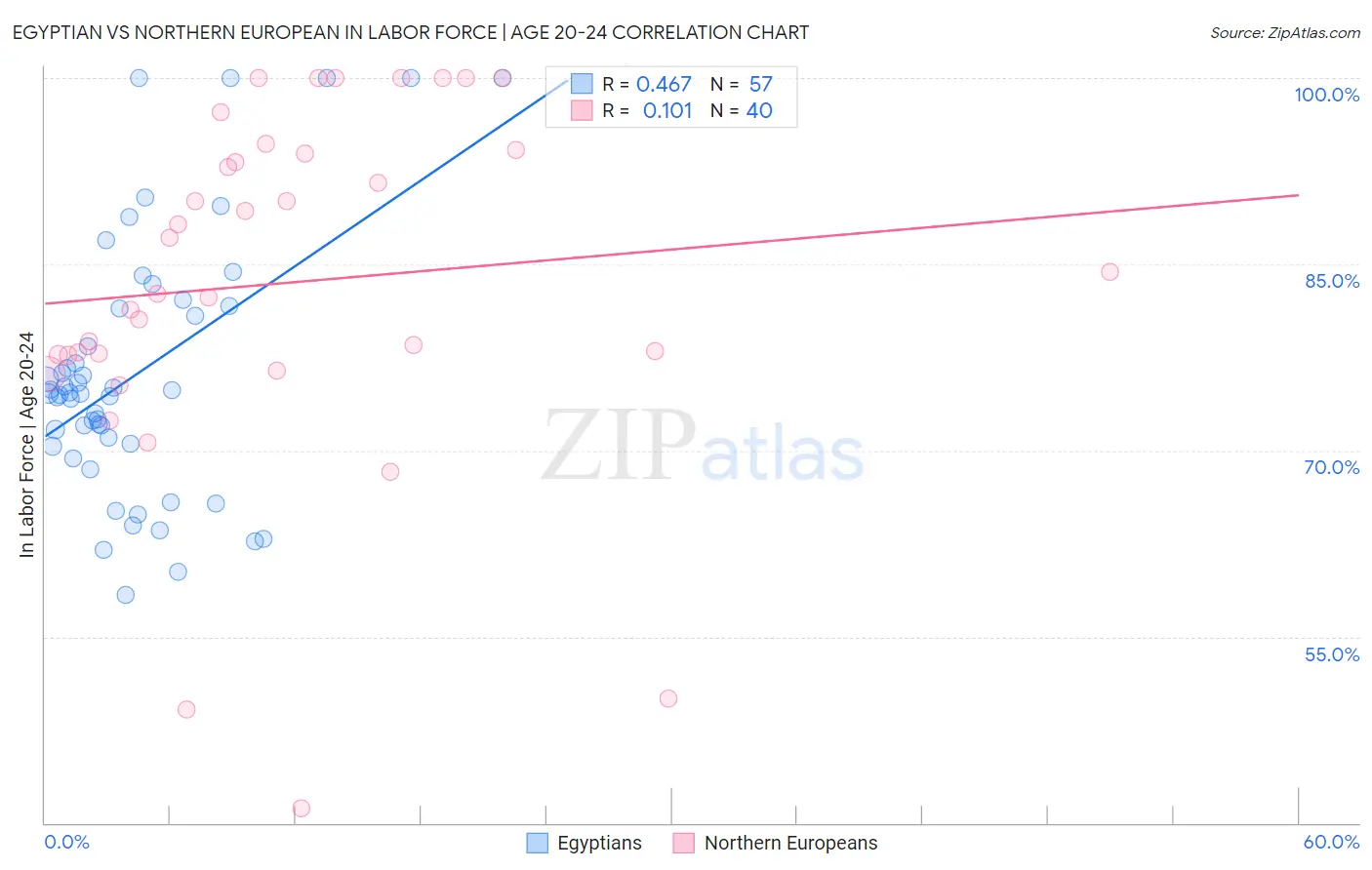 Egyptian vs Northern European In Labor Force | Age 20-24
