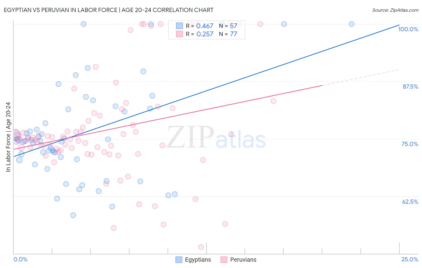 Egyptian vs Peruvian In Labor Force | Age 20-24